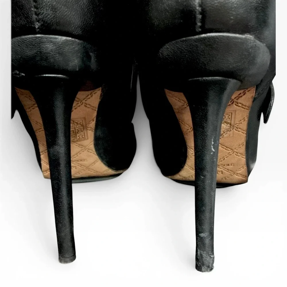 L.A.M.B. Glamette Leather Gwen Stefani OTK Platform Stiletto Boots BLK 7.5 Rare